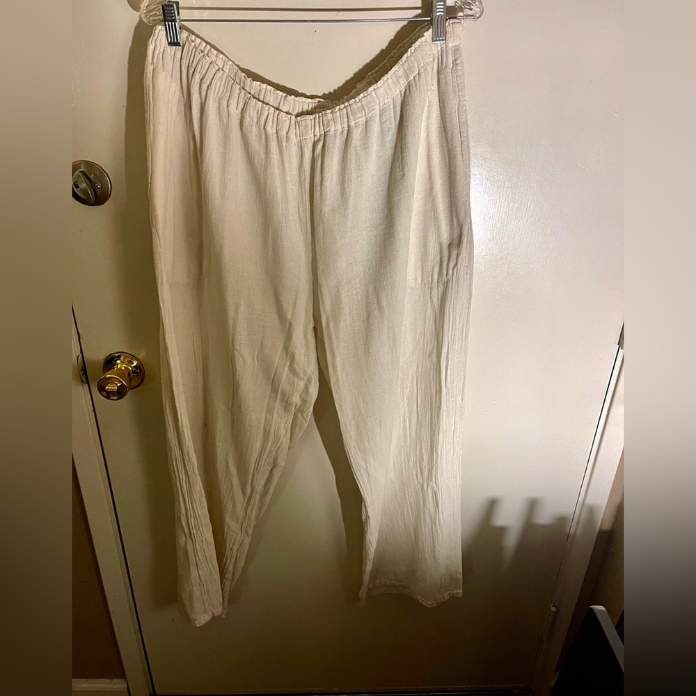 Oh My Gauze 100% Cotton Cream Colored Pants Size 3 or 2X‼️ Hippie Lagenl…